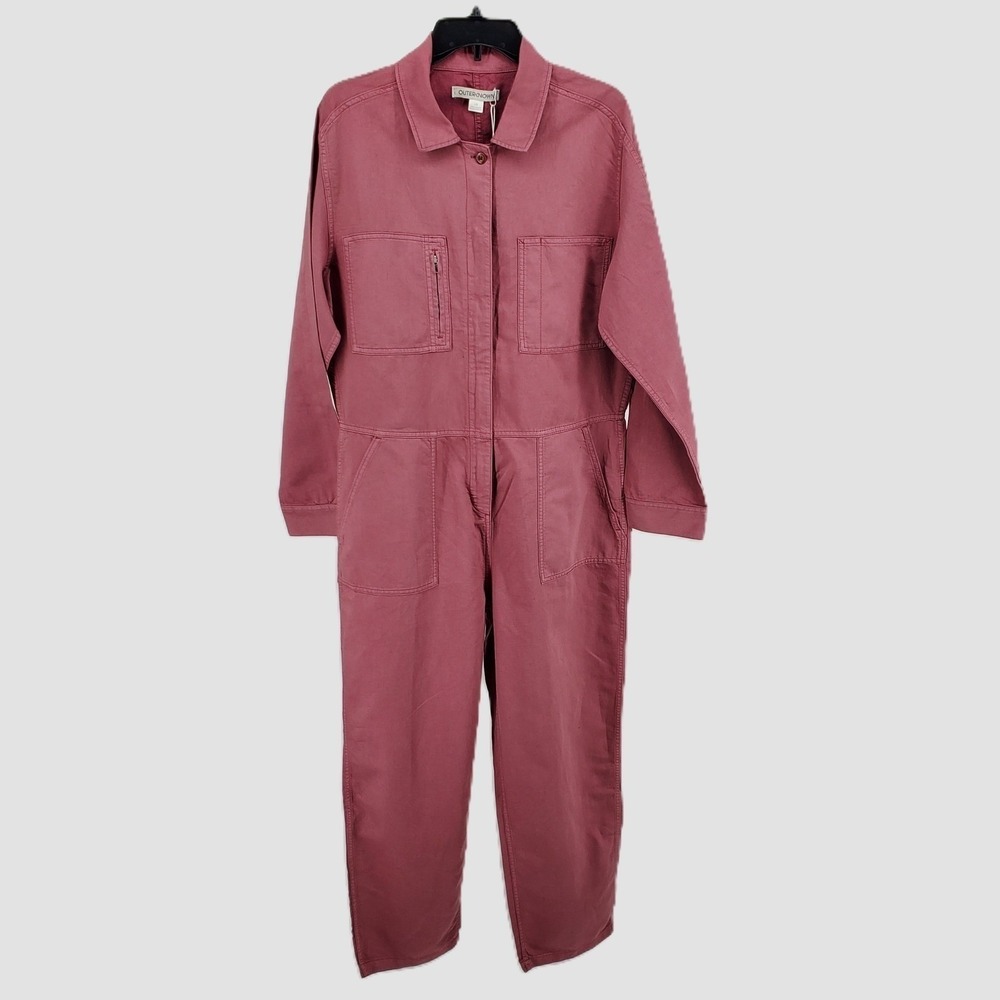 Outerknown Women Large SEA Suit Jumpsuit Organic Cotton Linen Dusty Rose 2130119